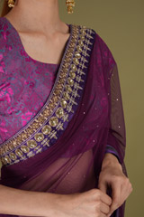 Wine Embroidered Net SareeDSC05404 2